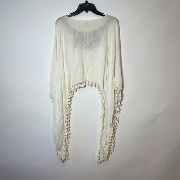 Anthro RAGA Sedona Tunic Flared Sleeve Boho Top XS White Embroidered Fringe - Picture 7 of 10